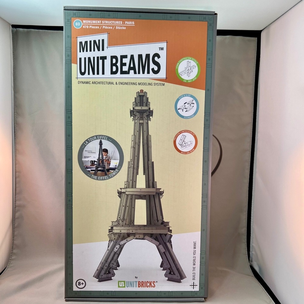 Unit Bricks Mini Unit Beams Eiffel Tower Kids 470pc Gray New STEM Building Kit